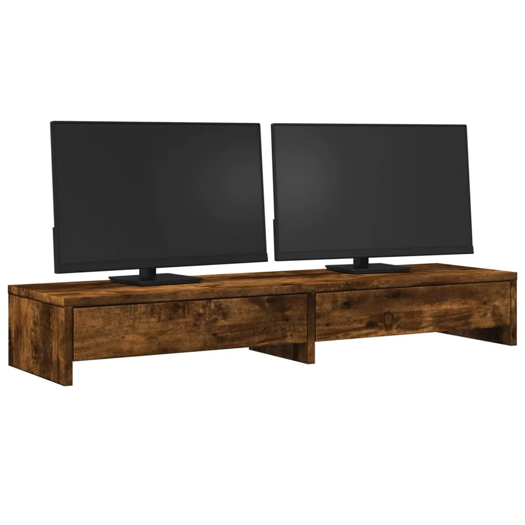 Support de Moniteur en Bois de Chêne Fumé