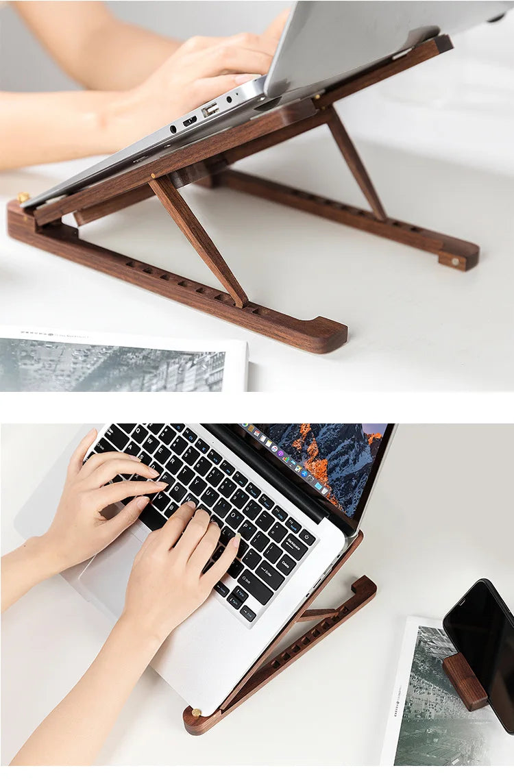 Support Réglable pour Ordinateur en Bois Véritable