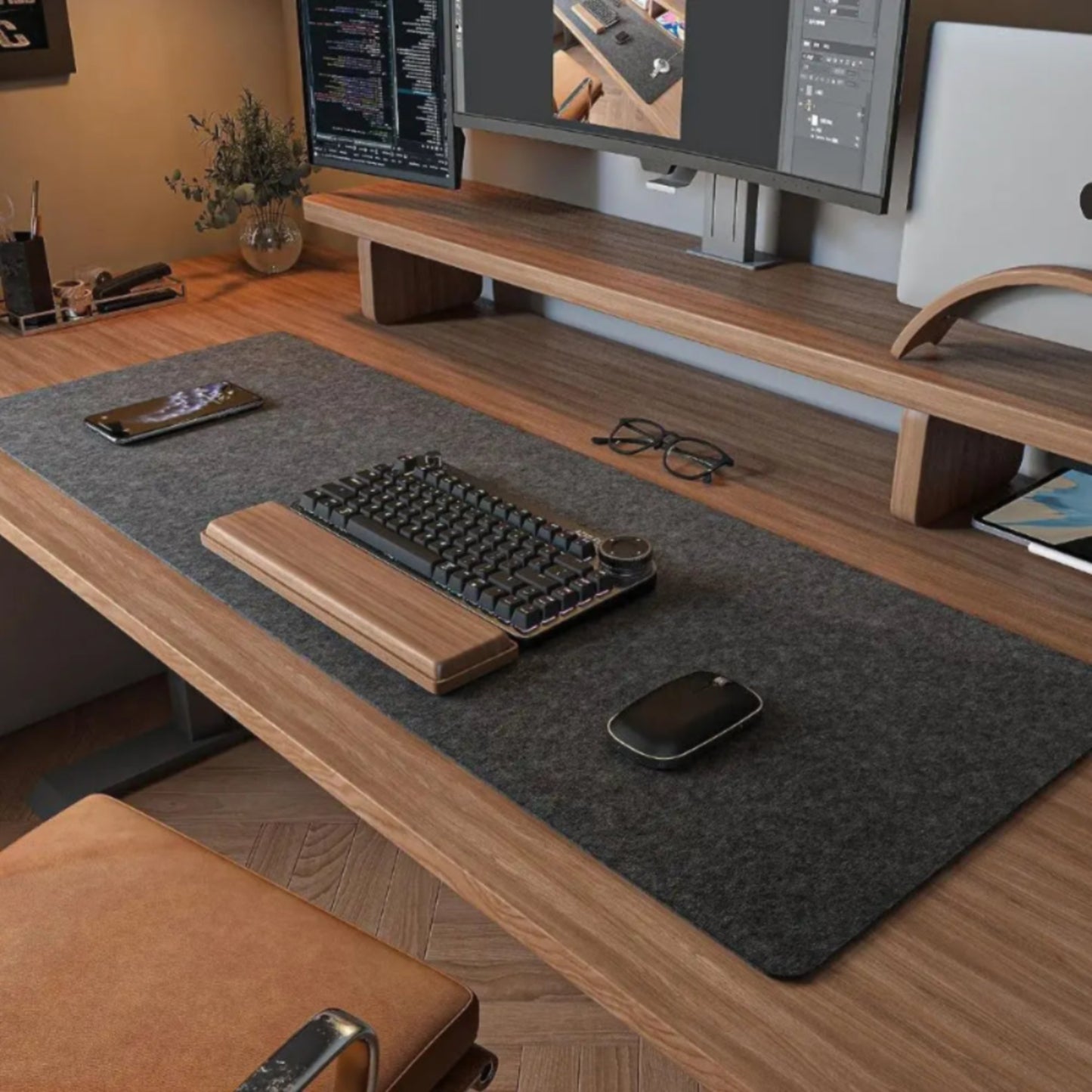 Tapis de Souris Antidérapant en Feutre de Laine