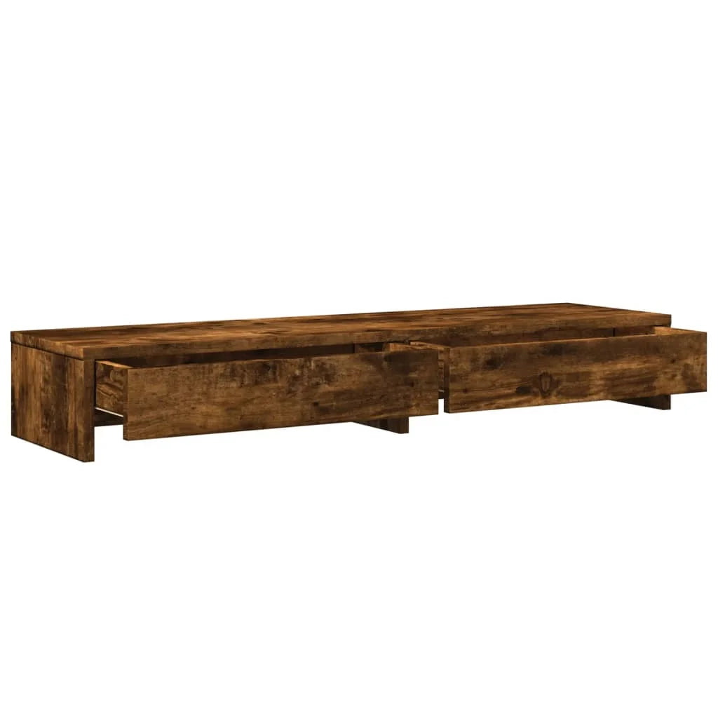 Support de Moniteur en Bois de Chêne Fumé