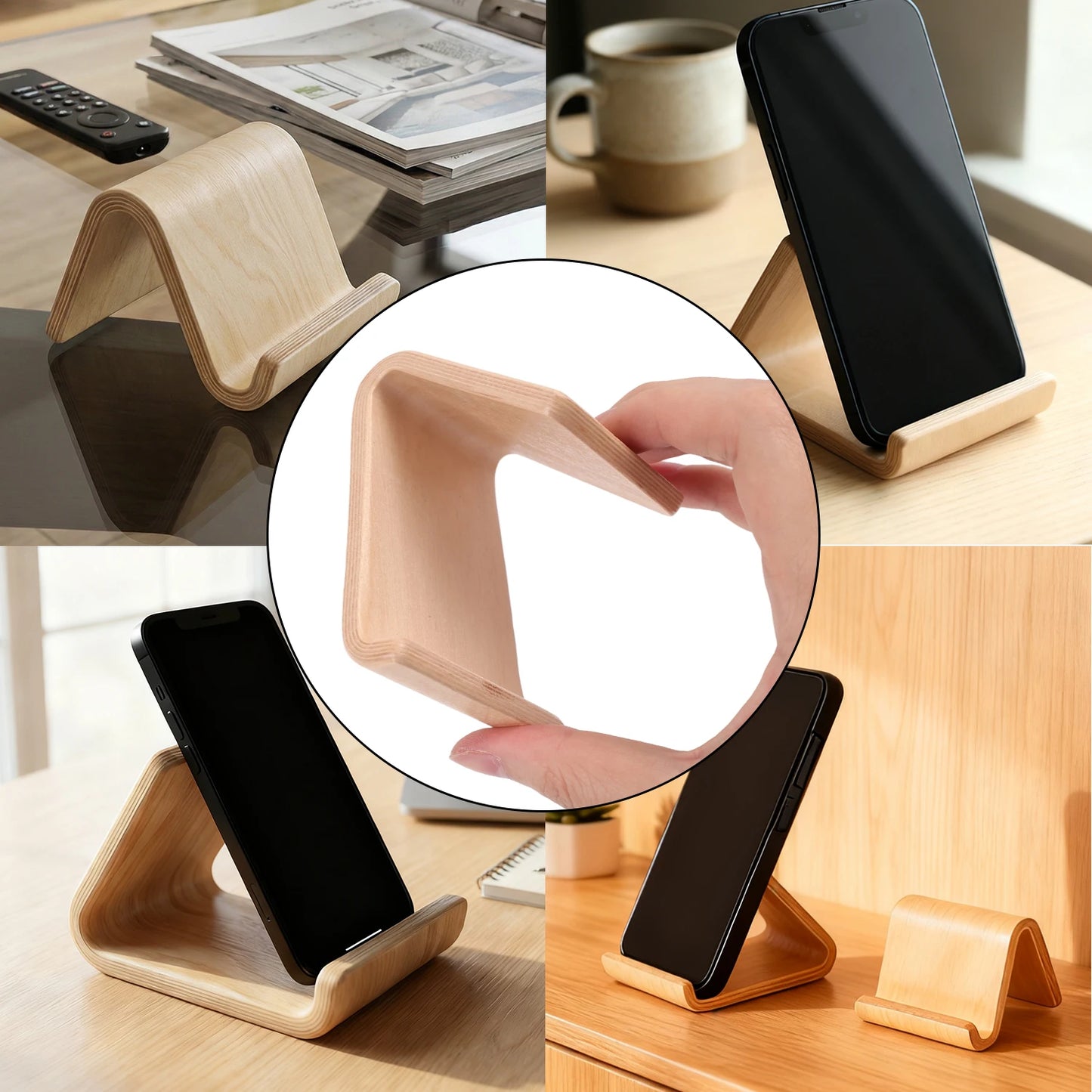 Support pour Téléphone en Bois de Bouleau